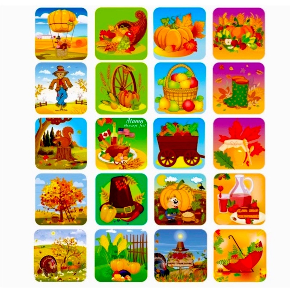 🆕500 PCS Autumn Fall Harvest Thanksgiving Pumpkin Leaf Waterproof Sticker Decals
